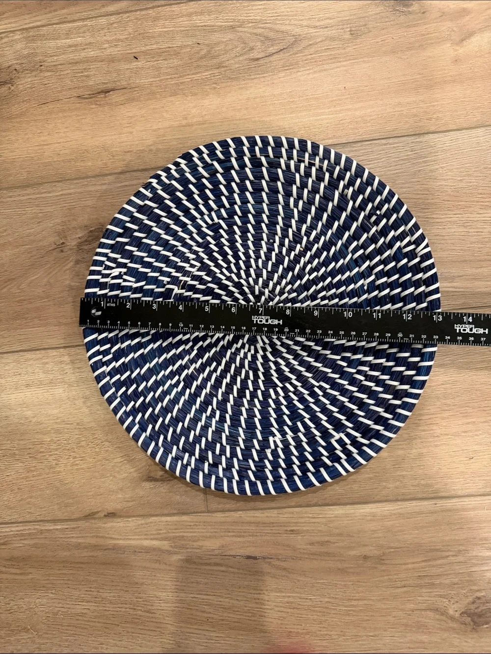 Woven Round Decorative Wall Baskets - Navy & Natural. Set of 2.